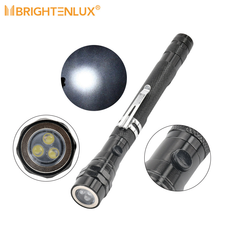 3 LED Flexible Bending Multifunction Pick up Tool Light,Zoomable Adjustable Telescopic Led Torch Flashlight with strong magnet