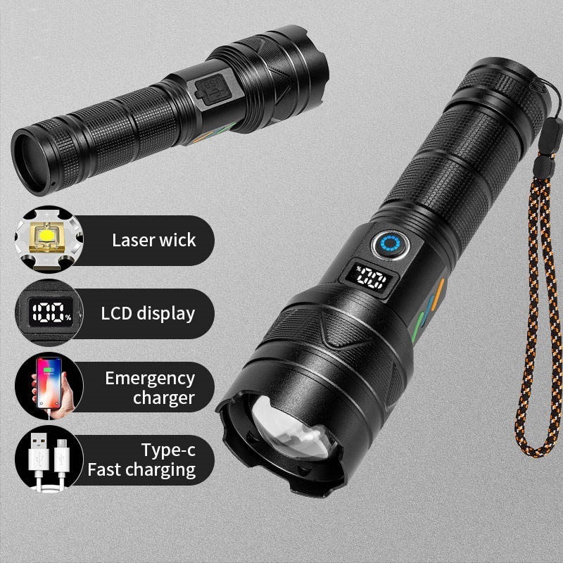 18650 white laser strong zoom taschenlampe linterna 10000 lumen high power led rechargeable super bright powerful flashlight