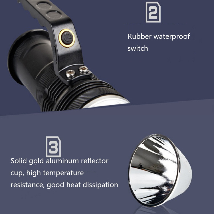 300 Lumen IPX4 Waterproof Powerful 18650 Rechargeable USB Battery LED Linterna Search Light Spotlight Flashlights