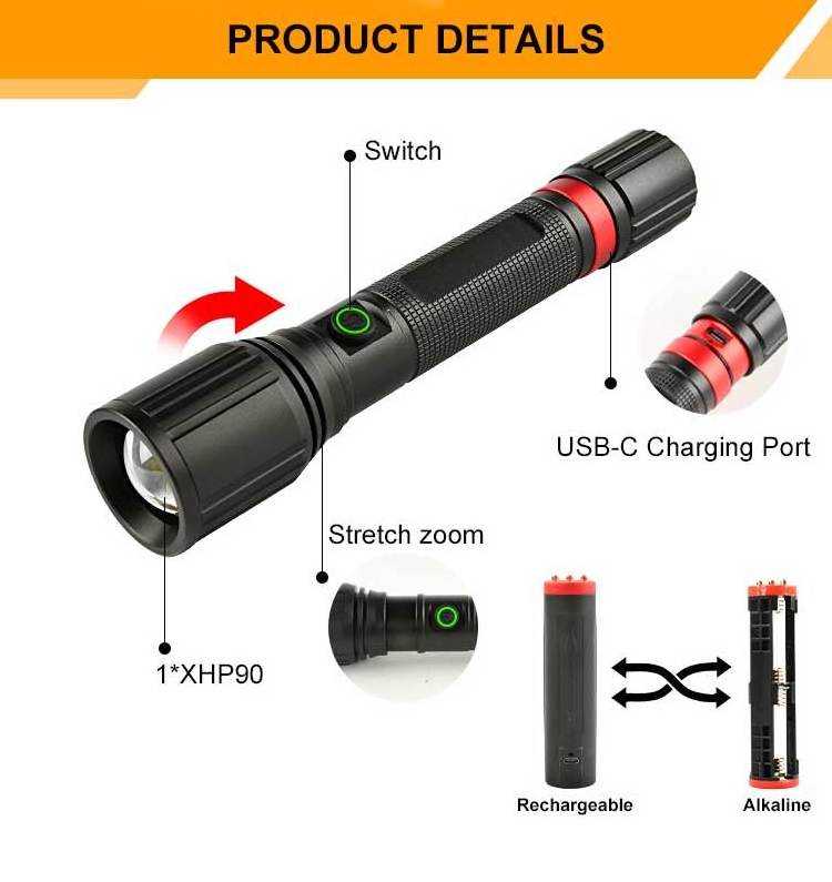 power bank zoom torch hand usb high lumen 100000 taschenlampe high power rechargeable powerful led xhp90 super bright flashlight