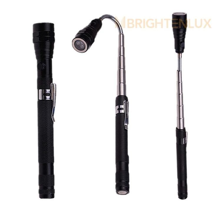 Brightenlux Strong Magnet 3 LED Flexible Multifunction Pick up Tool Light,Zoomable Telescopic clip Led Torch Flashlight magnetic