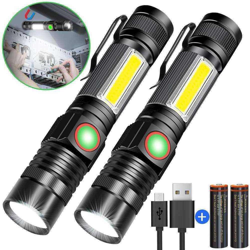 Super Bright linterna Strong Torch Light Pocket ZOOM LED Flashlight Magnetic Rechargeable Metal COB EDC LED Flashlight with clip