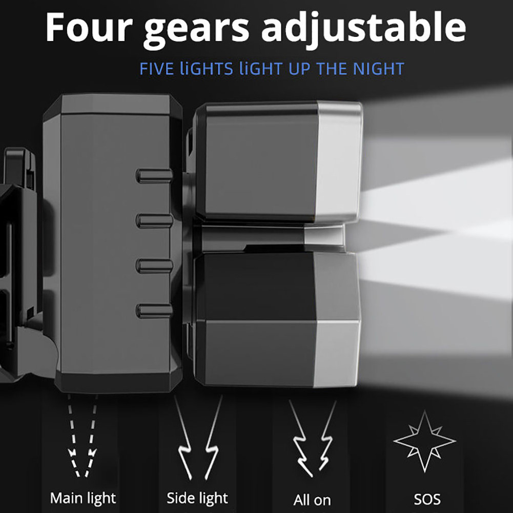 Powerful Outdoor Camping Waterproof Headlight ABS 5 Heads lamp USB XPE LED Rechargeable Headlamp For Hunting Fishing Riding