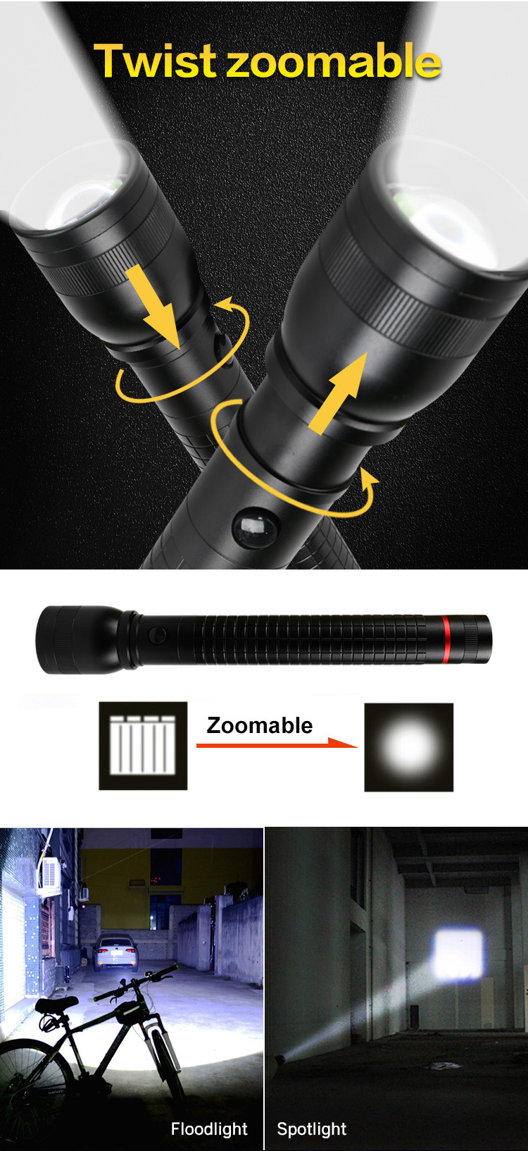 custom zoom high power power bank flashlights high lumens 100000 super bright powerful usb rechargeable led flashlights torches