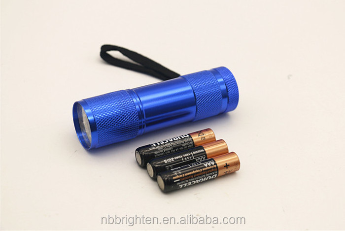 Factory Hot Sale 3*AAA Battery Powered EDC Housing Pocket Aluminum 9 led Mini Flashlight for Kids