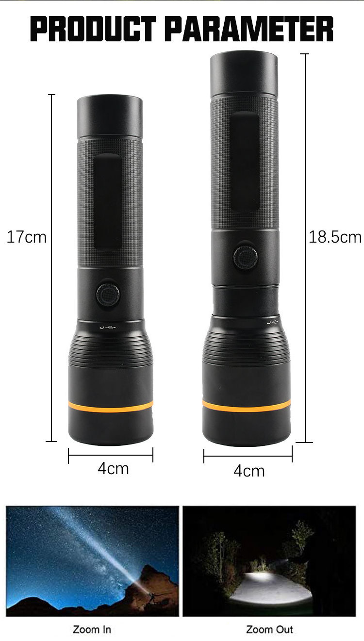 Brightenlux 2000 Lumen Zoomable Camping Waterproof USB Rechargeable High Power LED Flashlight