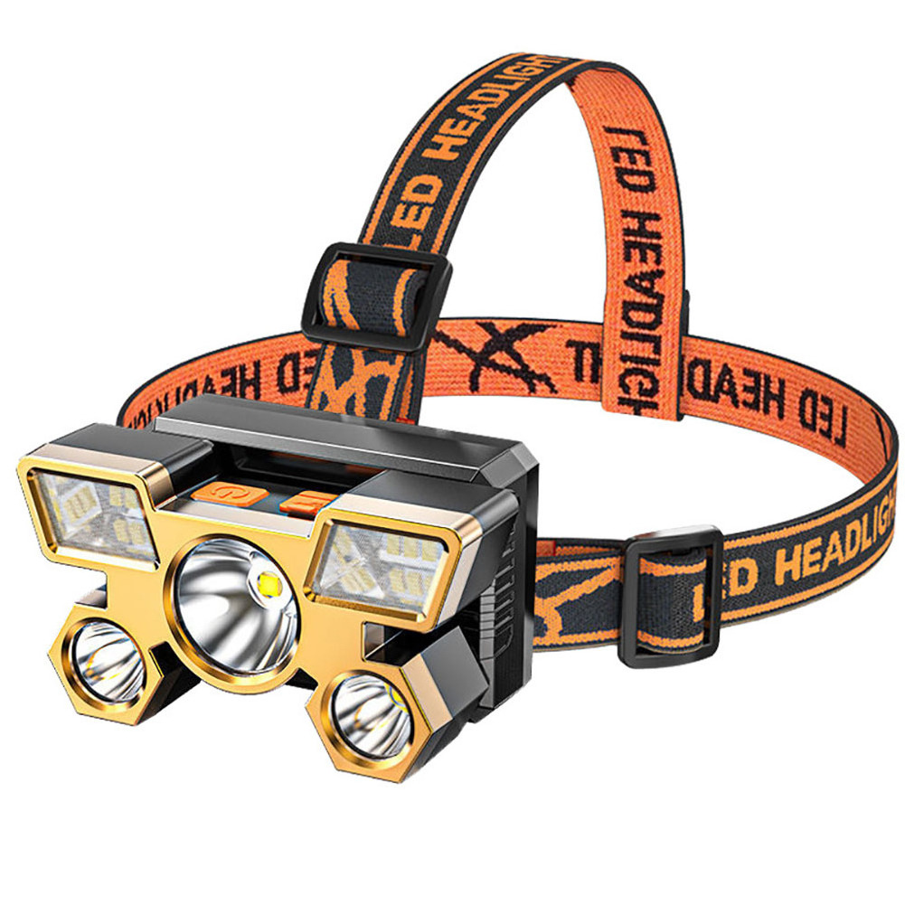 Powerful Outdoor Camping Waterproof Headlight ABS 5 Heads lamp USB XPE LED Rechargeable Headlamp For Hunting Fishing Riding