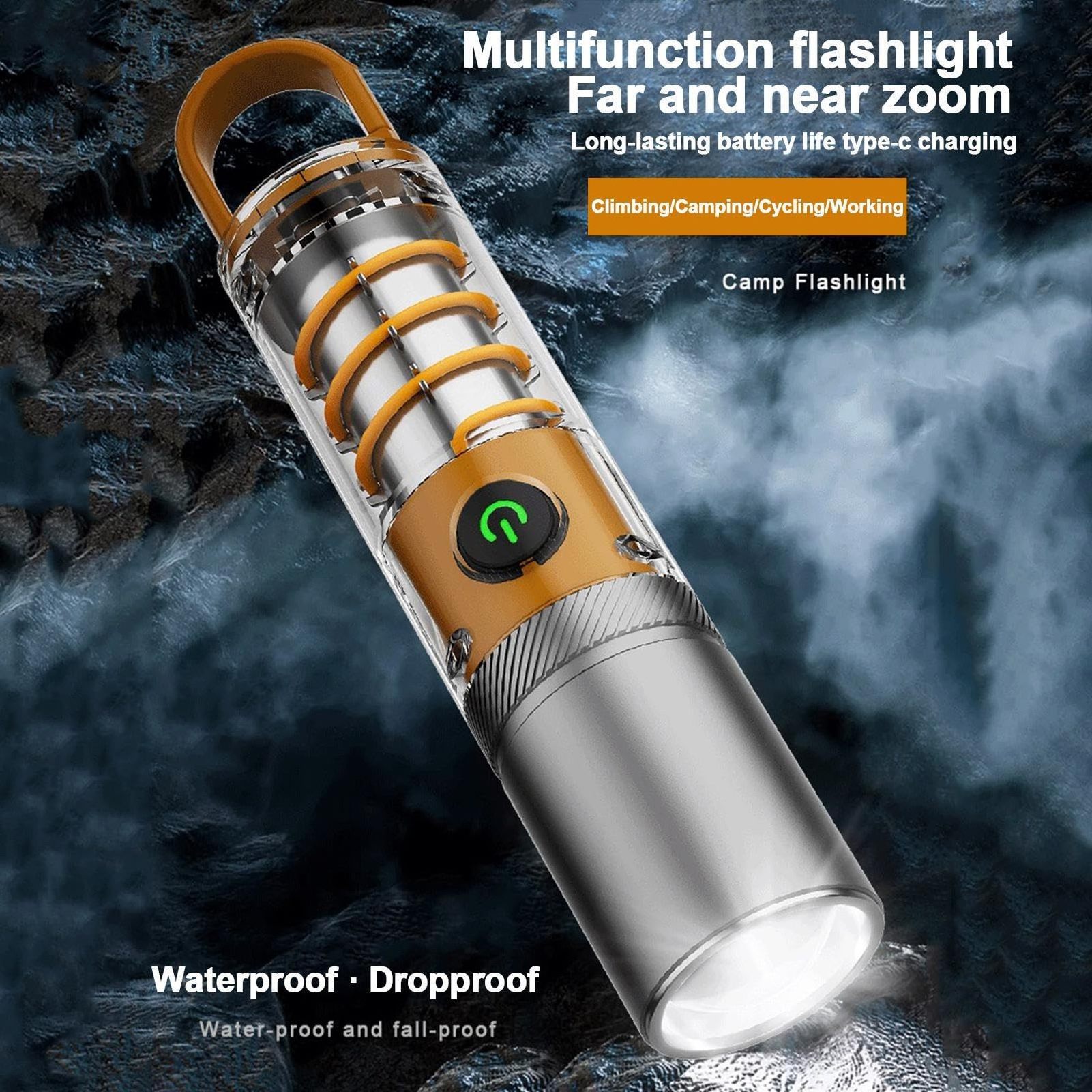 Portable Powerful LED EDC linterna Waterproof Torch Light LED COB ZOOM USB-C XHP50 Camping Flashlight Rechargeable With Hook