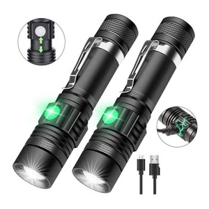 High Power metal Super Bright LED Tactical Flashlight Waterproof Zoom Torch Light Rechargeable LED Mini EDC Flashlight With Clip