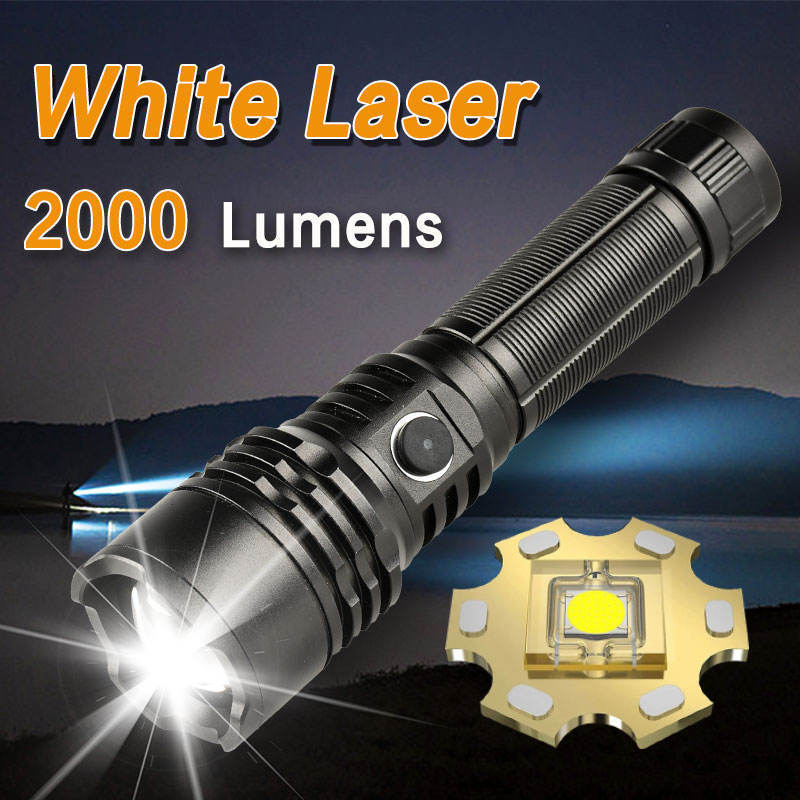 high power zoom strong light white laser custom logo super bright powerful rechargeable flashlight linterna led alta potencia