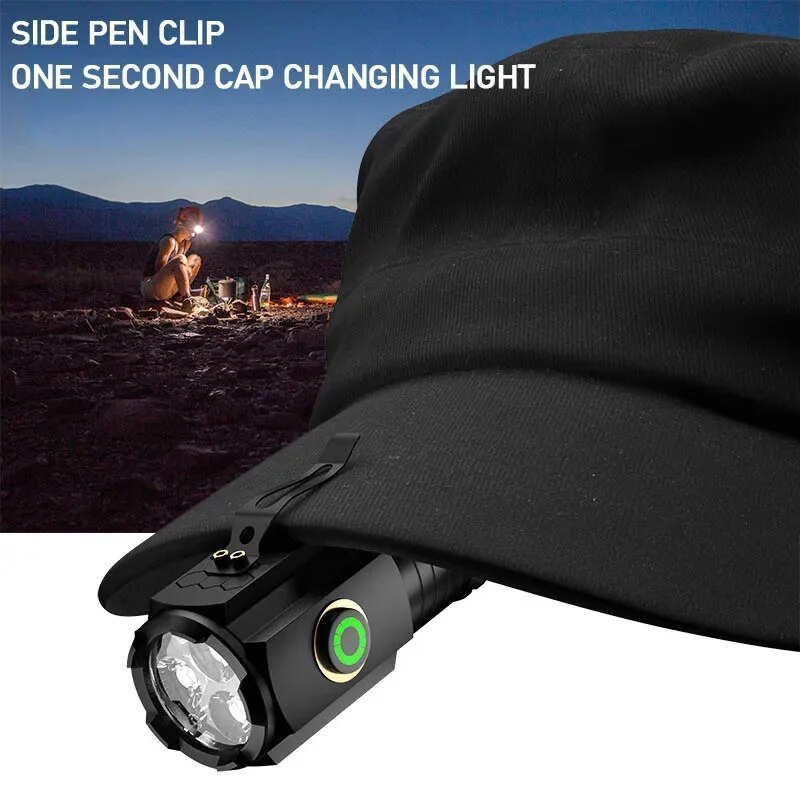 Super Bright Pocket Small LED Magnetic Flashlight USB-C Torch Light linterna powerful Metal LED EDC Mini Flashlight Rechargeable