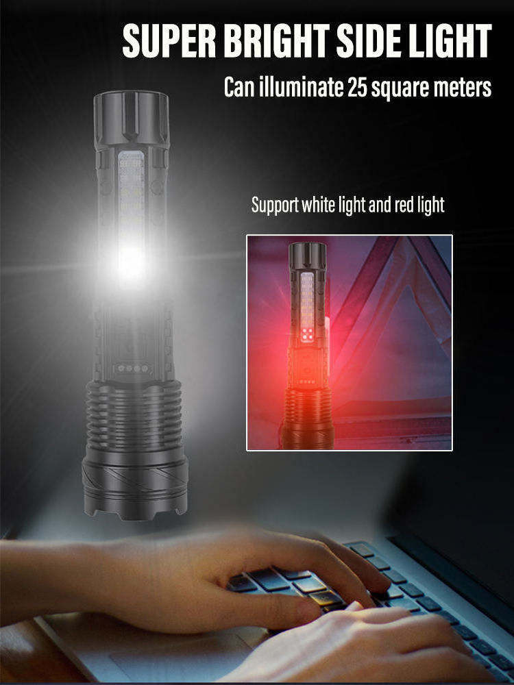 Super Bright 1000 lumen ZOOM LED Flashlight Strong Torch Light linterna USB Rechargeable Long Range COB Lazer LED Flashlight