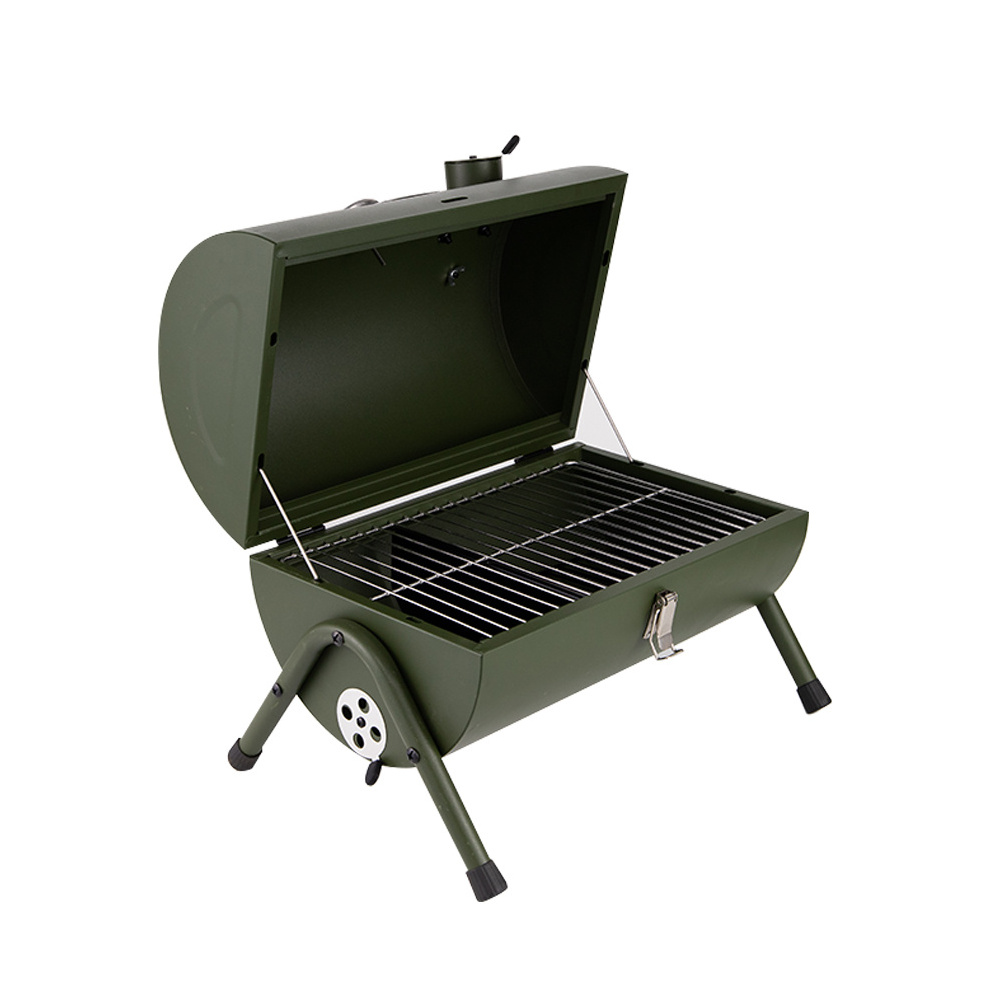 Portable Tabletop BBQ Grill with Thermometer for Outdoor Camping Backyard Party Charcoal Chimney for Home Use