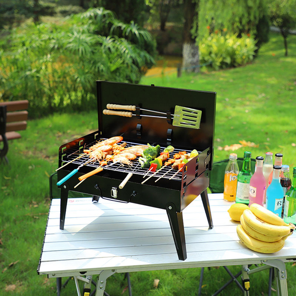 Barbecue Grill Stove Desk Tabletop Campfire Rack Stand Garden Stove Folding Stove for Travel Picnic