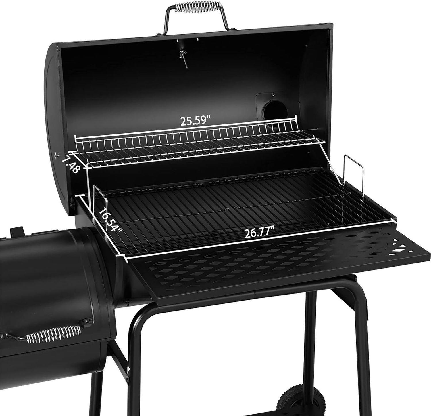 Charcoal Outdoor BBQ Grill Portable Camping Grill for 6-10 People Offset Smoker Braised Roast Patio and Backyard Picnic Grill