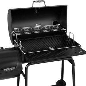 Charcoal Outdoor BBQ Grill Portable Camping Grill for 6-10 People Offset Smoker Braised Roast Patio and Backyard Picnic Grill