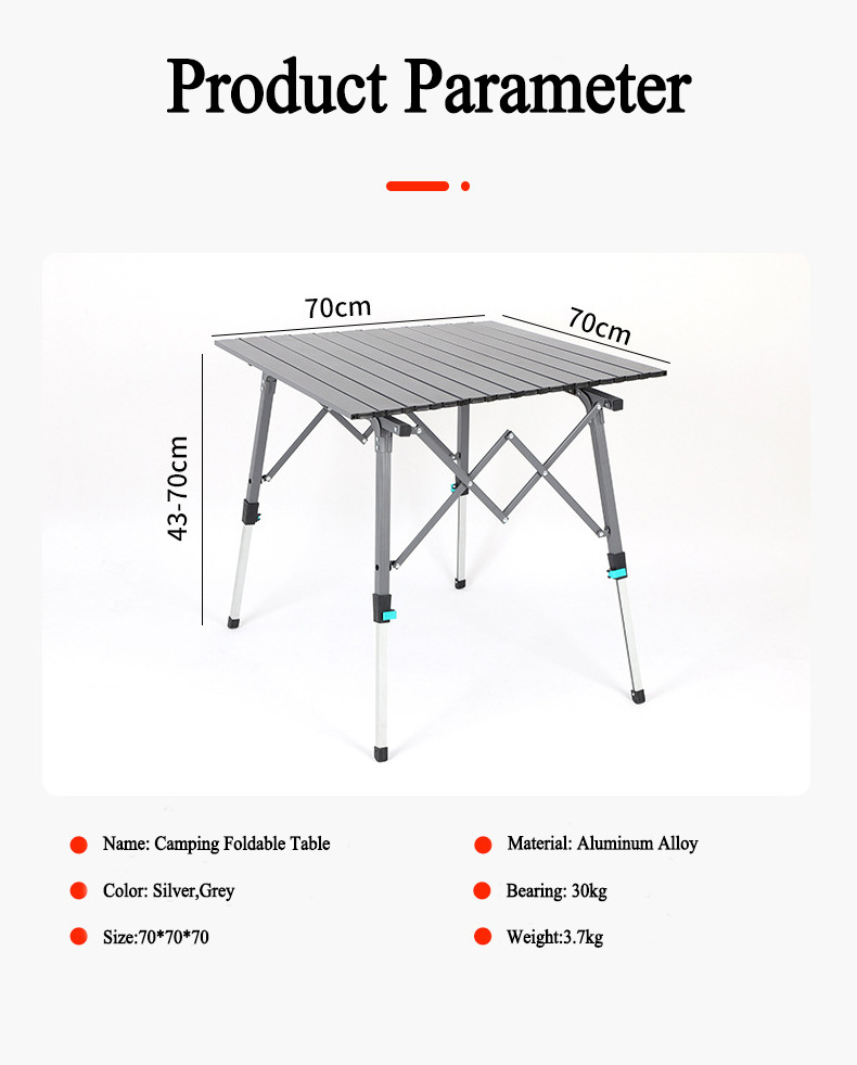 Park Table Bench Outside Furniture Folding Chair Table Sets Metal Aluminum Modern Adjustable Height Picnic Dining Outdoor 4.6kg