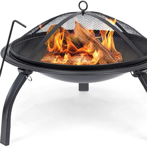 Outside foldable 4 legs 3 in 1 wood burning and Chacoal Fire Bowl Fire Pit for Outdoor Garden