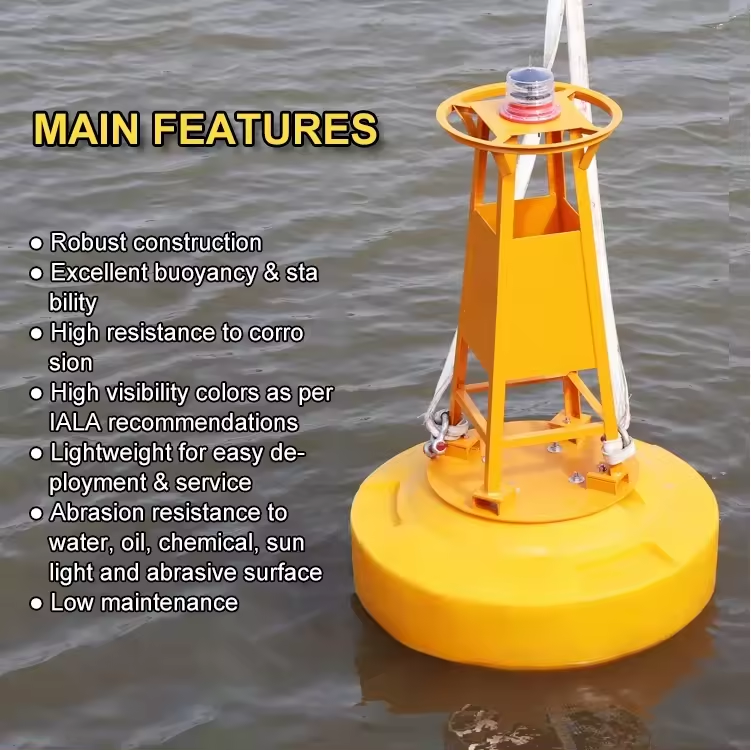 Marine floating drum plastic warning buoy Steel mooring buoy Navigation buoy with marine lantern