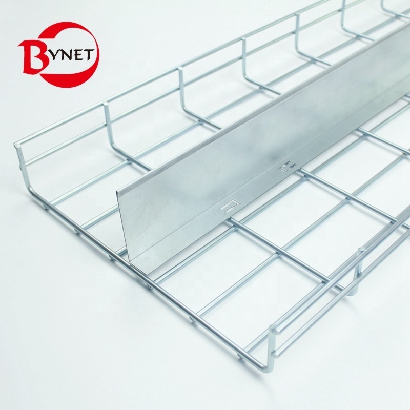 Divider for electro galvanized and stainless steel wire mesh cable tray