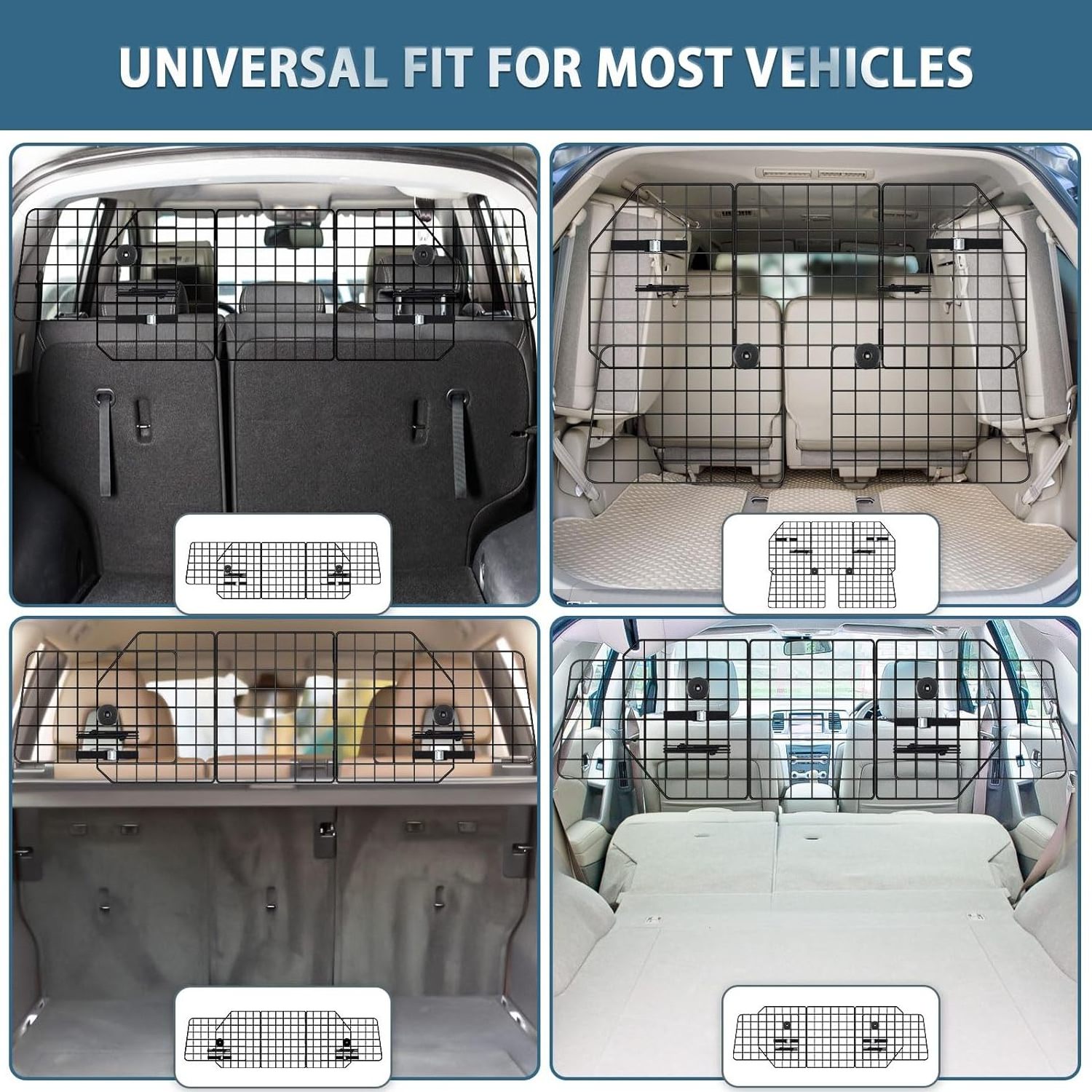 ODM Dog Car Barrier Safety Travel Universal Car Quick Assemble Size Adjustable Carbon Steel Pet Car Barrier