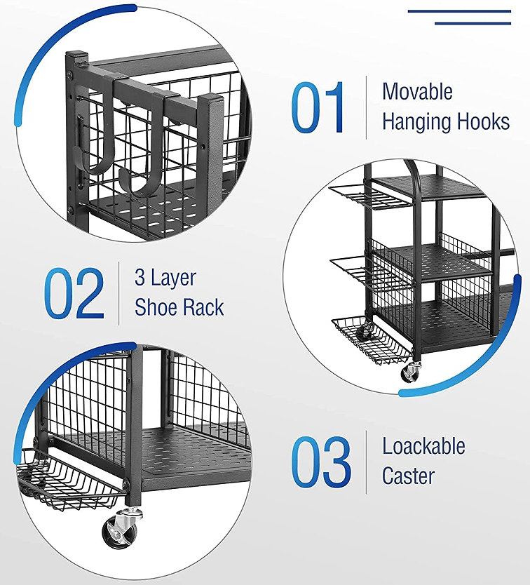 Golf Bag Storage Garage Organizer of Extra Large Size Ball Rack Storage Stand and Golf Equipment Rack for Garage Shed Basement