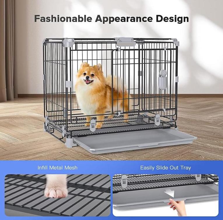 24 30 Inch Durable Iron Collapsible Foldable Dog Cage Big Size Folding Large Cheap Pink Black Pet Cages Dog