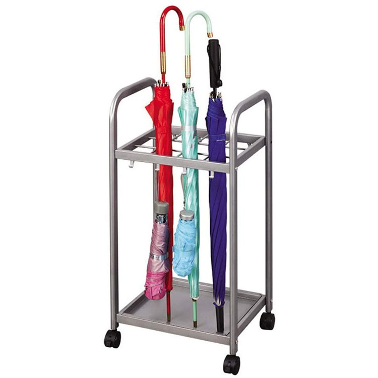 White metal store mall shop hotel stand Customized Silver Gray Gear Pattern Metal Umbrella Storage Holder Umbrella Rack