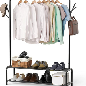 Wholesale Hot Sale Entryway Metal Wooden Hall Tree Coat Stand With Shelf Bench Shoe Storage Coat Rack With 9 Hooks