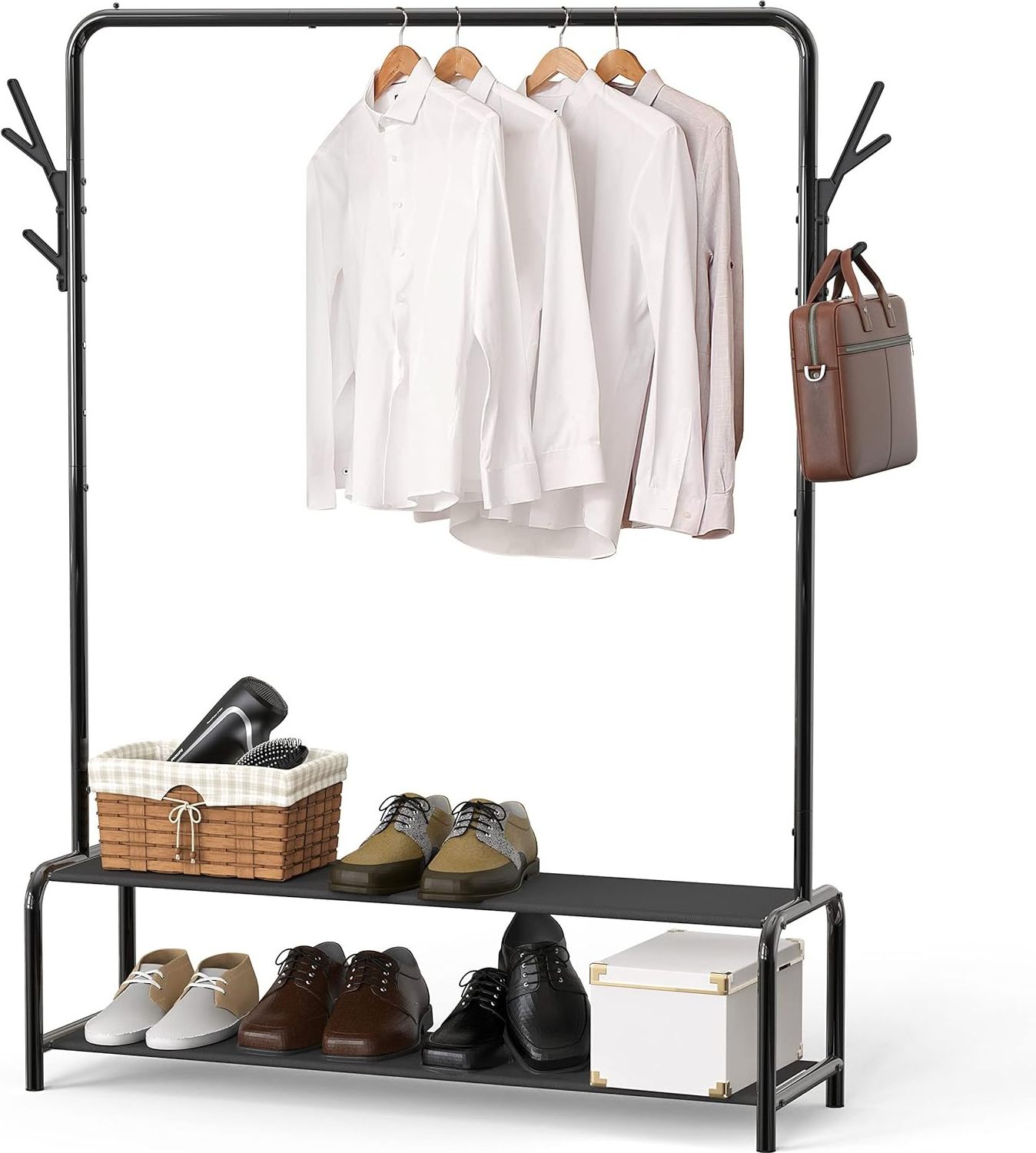 Wholesale Hot Sale Entryway Metal Wooden Hall Tree Coat Stand With Shelf Bench Shoe Storage Coat Rack With 9 Hooks