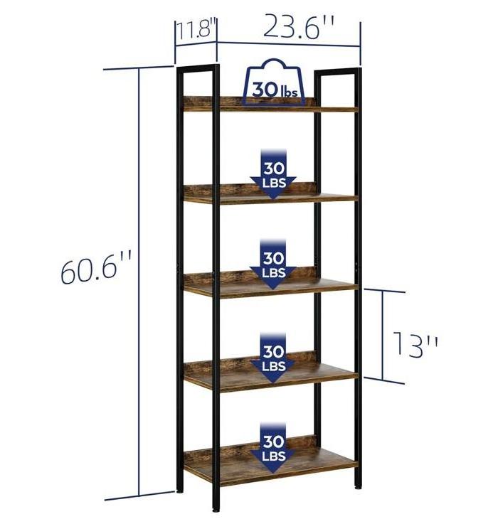 Home Office Bookcase Shelf Storage Organizer Free Standing Steel Book Shelving Unit for Bedroom Living Room and Home Office