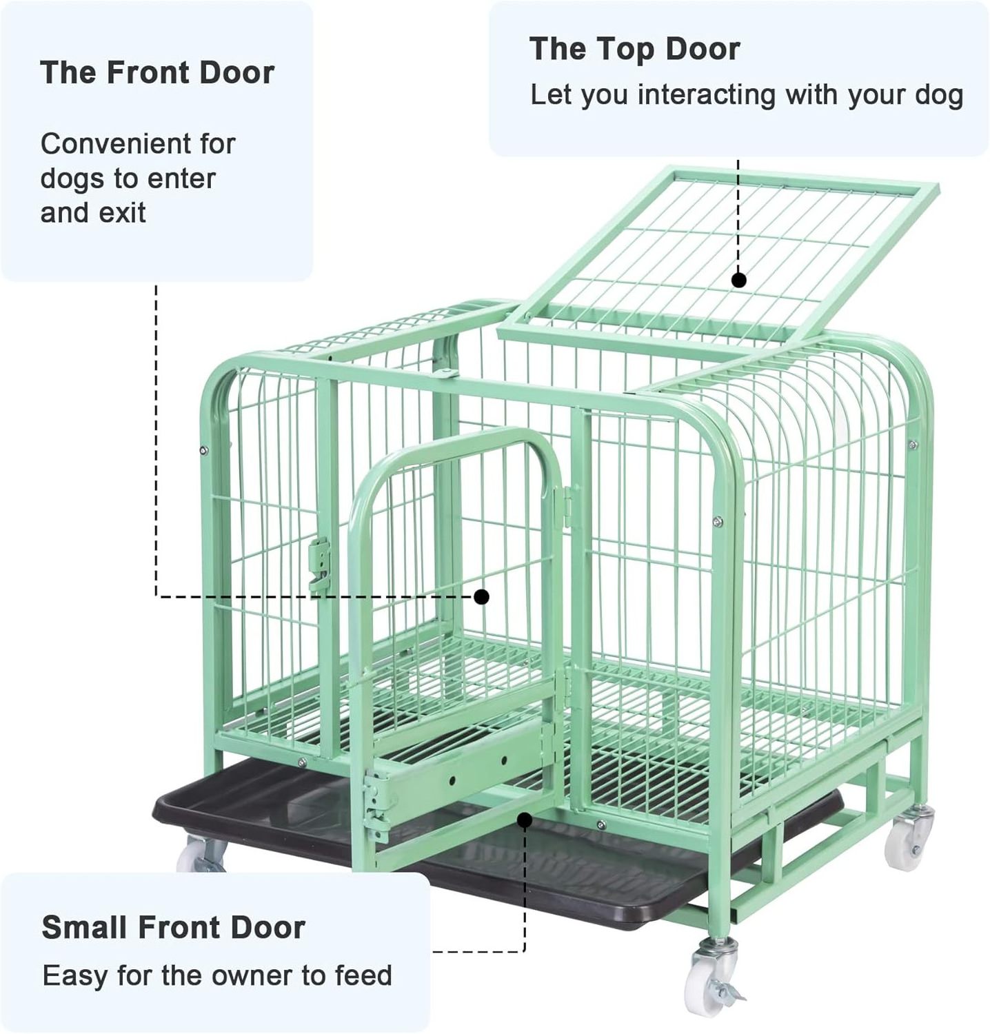 Heavy Duty Dog Cage For Indoor Cages For Large Dogs Multi-Size Folding Dog Cage With Wheel Mounted Mobility