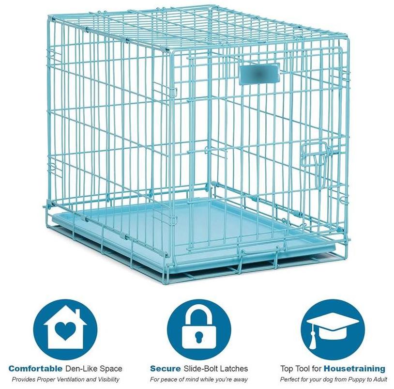 Wholesale Folding Pet Dog Crates Dog Cages Metal Kennels with 2 Doors Chew Resistant Plastic Base Tray and Carrier Handle