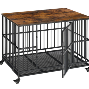 Pet Cage Furniture Dog Crate Soft Sliding Door Furniture Style Wooden Wire Home House Indoor Rustic Kennel Dog Kennel