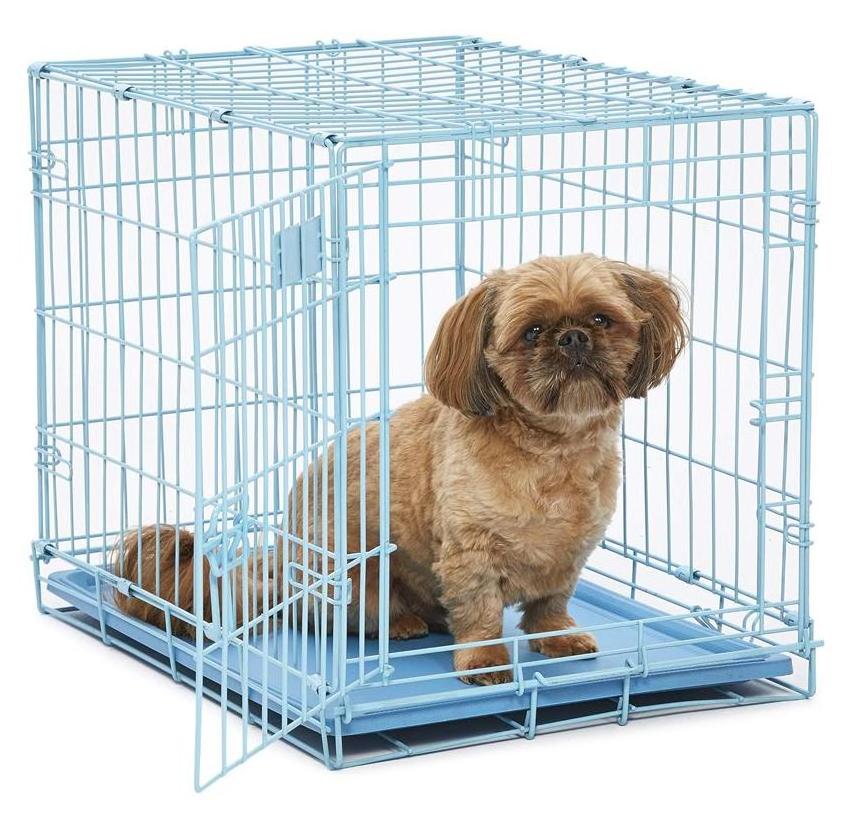 Wholesale Folding Pet Dog Crates Dog Cages Metal Kennels with 2 Doors Chew Resistant Plastic Base Tray and Carrier Handle