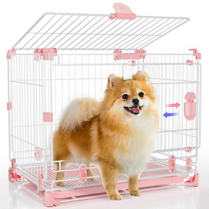 24 30 Inch Durable Iron Collapsible Foldable Dog Cage Big Size Folding Large Cheap Pink Black Pet Cages Dog