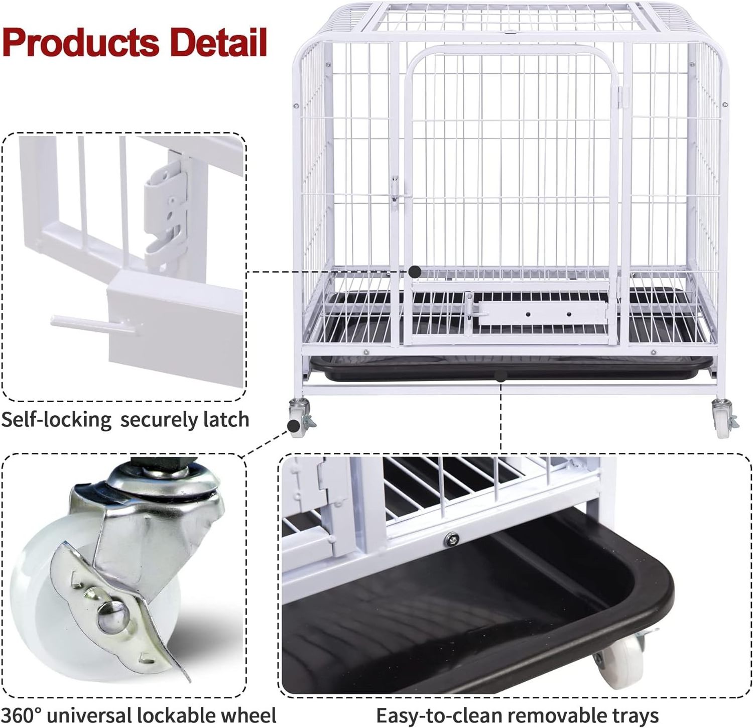 High Quality Wholesale Single Layer Double Door Collapsible Dog Cage With Wheels Used Dog Cage For Sale Heavy Duty Dog Crate