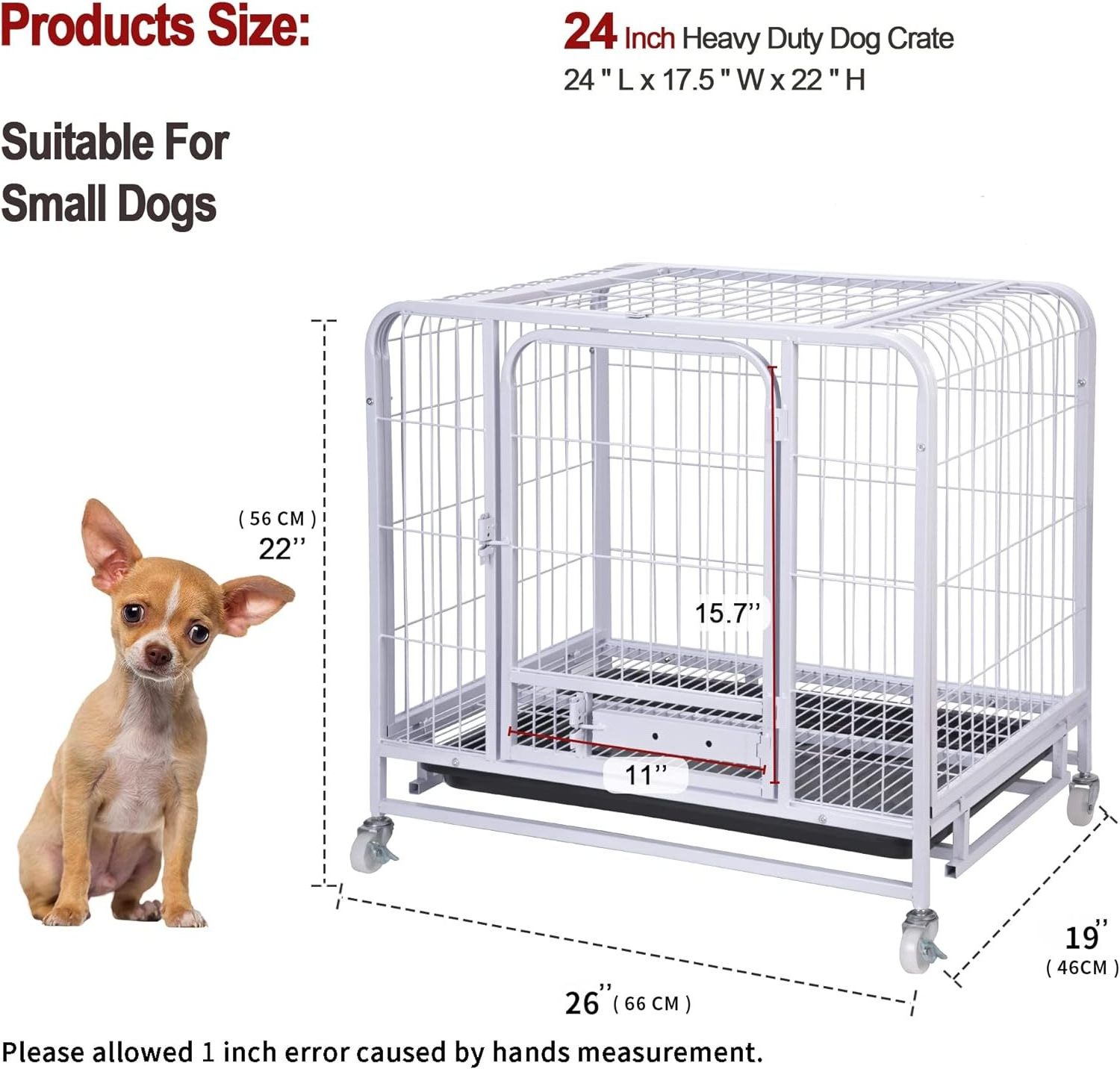 High Quality Wholesale Single Layer Double Door Collapsible Dog Cage With Wheels Used Dog Cage For Sale Heavy Duty Dog Crate