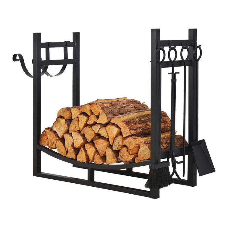 2023 Hot Selling Firewood Storage Holder Firewood Rack Outdoor Metal Log Rack Fireplace Tool Pits Accessories sets