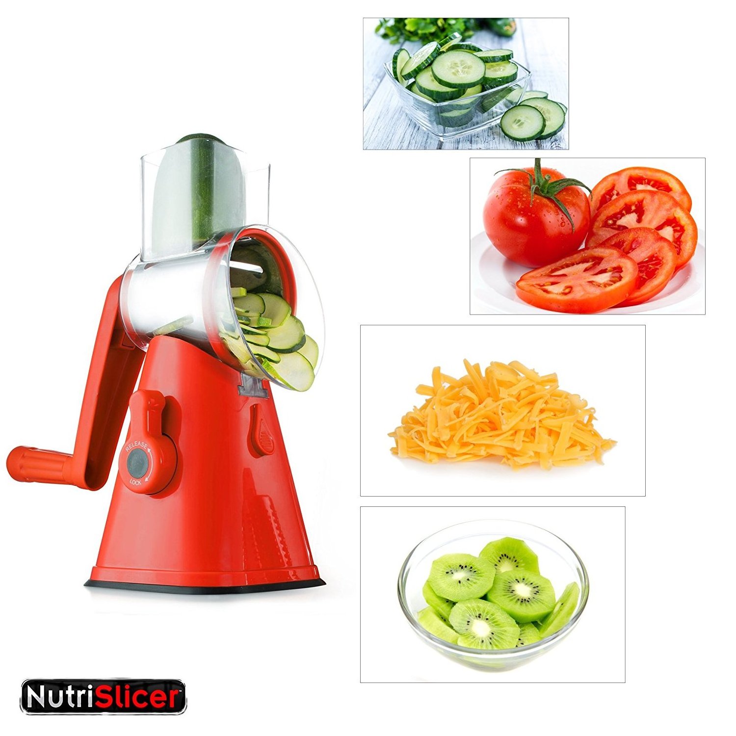 Multifunctional Food vegetable spiral rotary cheese grater  for Hard & Soft Cheese 3 Blades Drum Grater