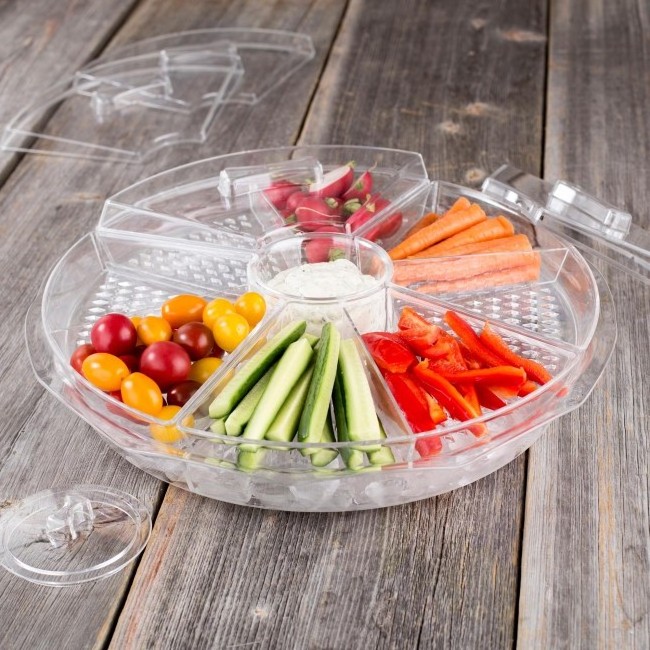 Food Serving Party Platter Dry Fruit Tray With Lid And Compartments