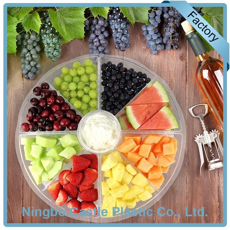 8 Sections Fruit Tray On Ice Custom Made Acrylic Serving Platter