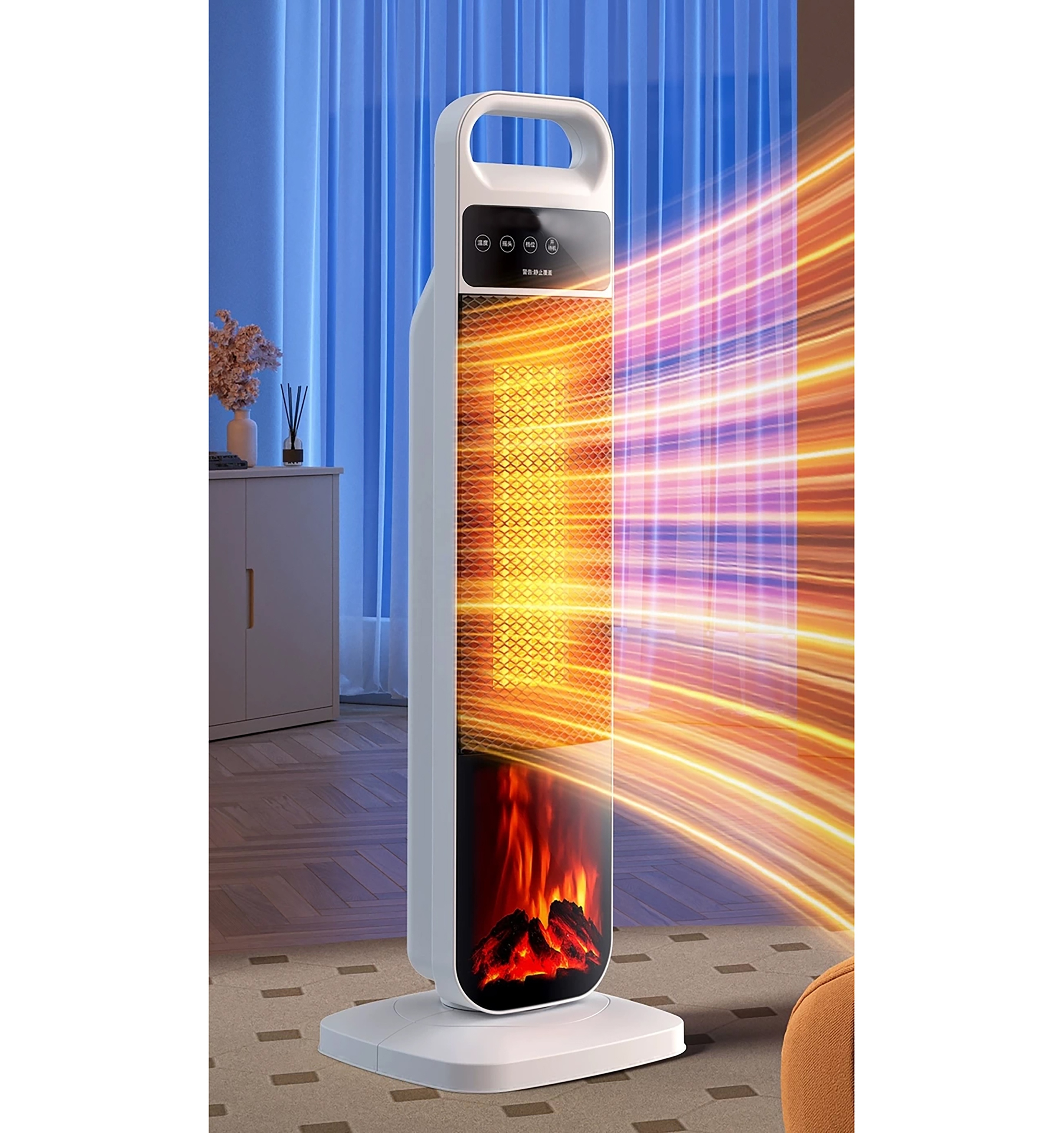 PTC ceramic tower heater electric fan heater portable fireplace digital display with remote control