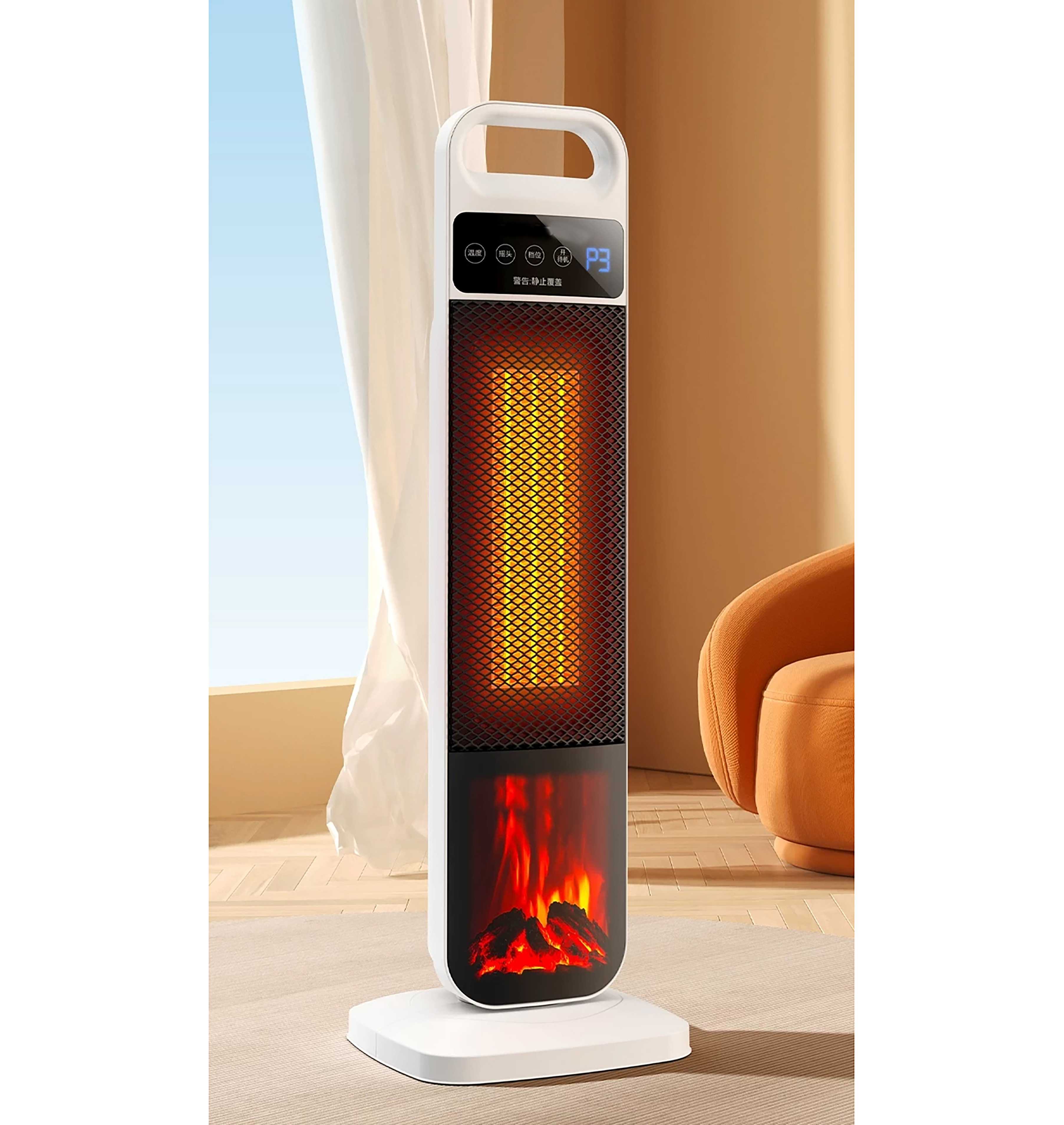 PTC ceramic tower heater electric fan heater portable fireplace digital display with remote control