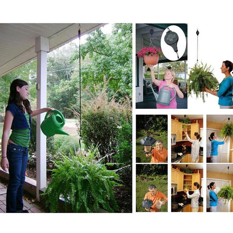 Plant Pulley Retractable Pulley Plant Hanger Hanging Flower Basket Hook Hanger for Garden Baskets Pots and Birds Feeder