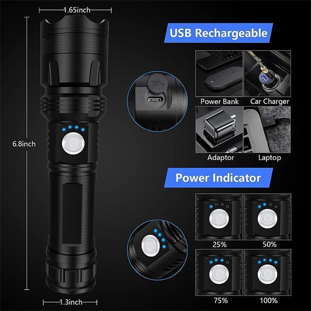 Long range torch light high power flashlight 100000 lumens waterproof flashlights rechargeable