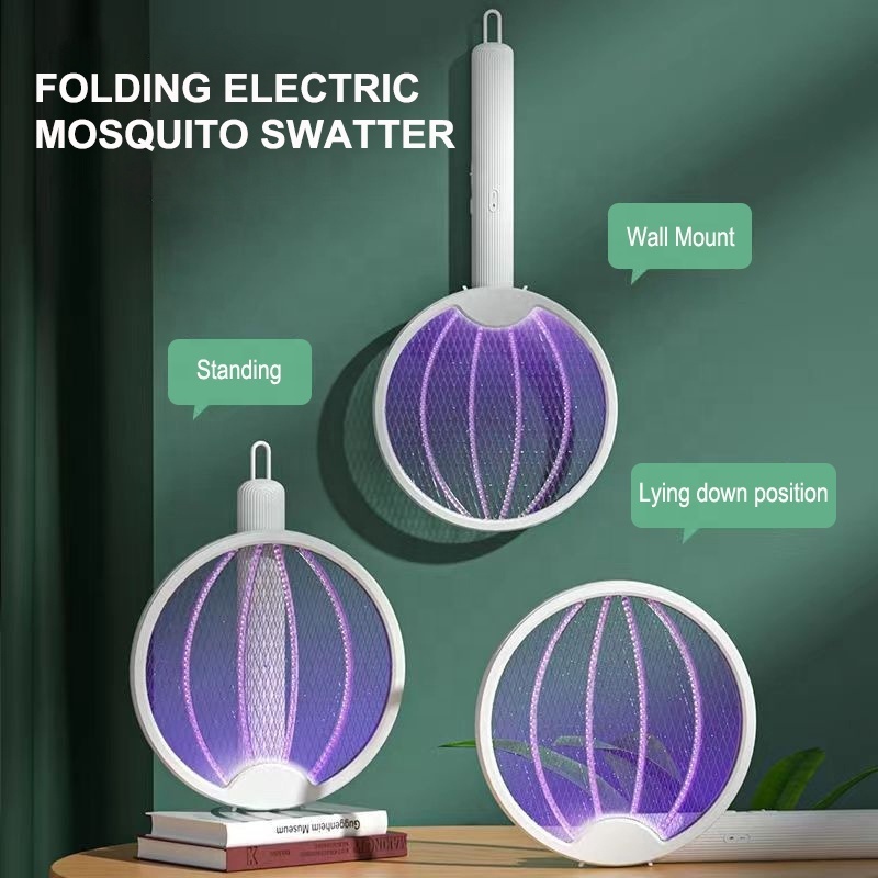 High quality folding rechargeable electric mosquito bats fly swatter