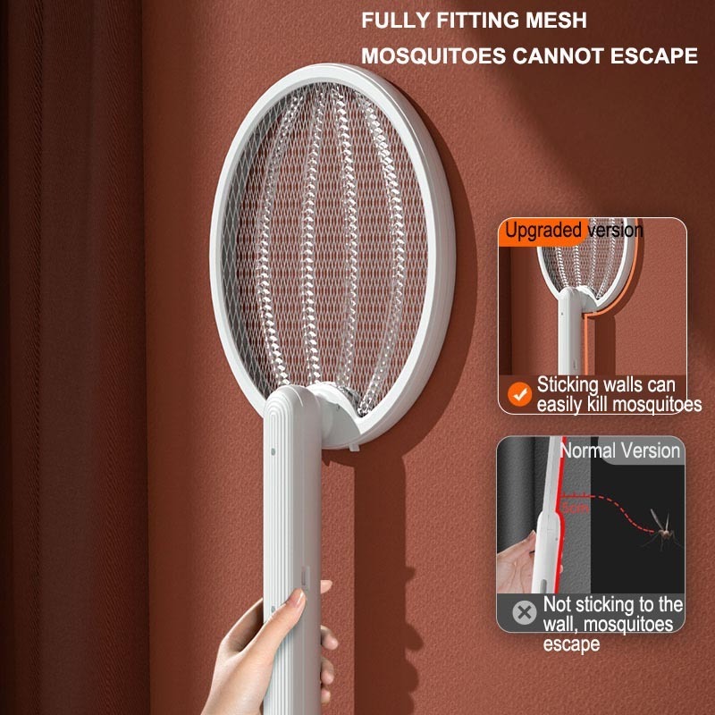 Rechargeable folding adjustable electric mosquito killer swatter racket