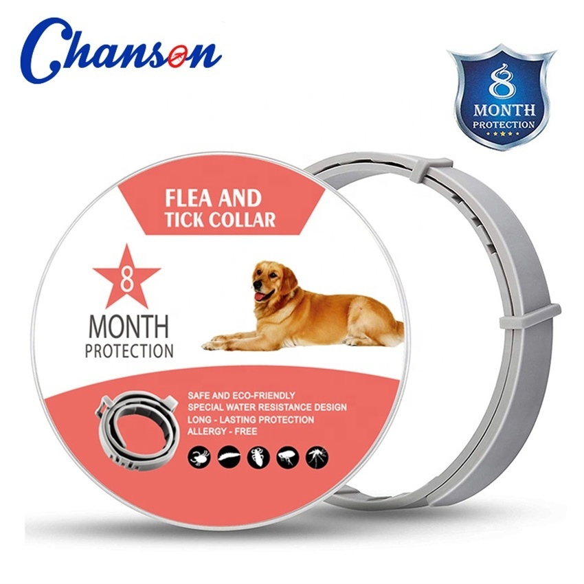 Anti-flea and ticks silicone 8 month flea and tick prevention pet collar for dogs