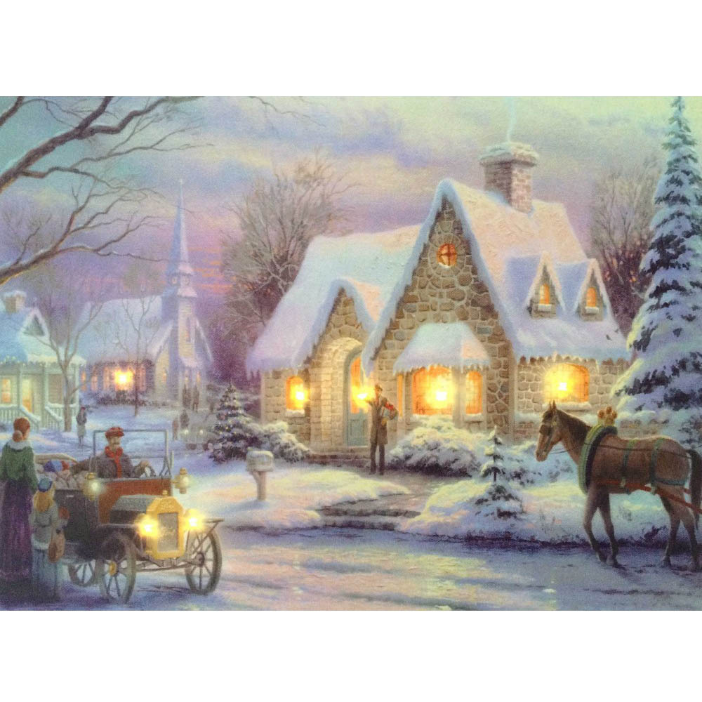 led canvas wall art christmas wall art prints winter landscape pictures light up frame for wall decorative room painting